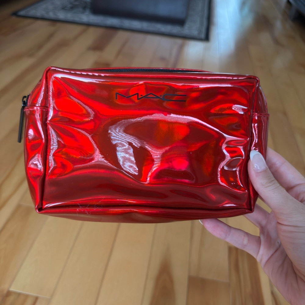 MAC Red Metallic Cosmetic Bag